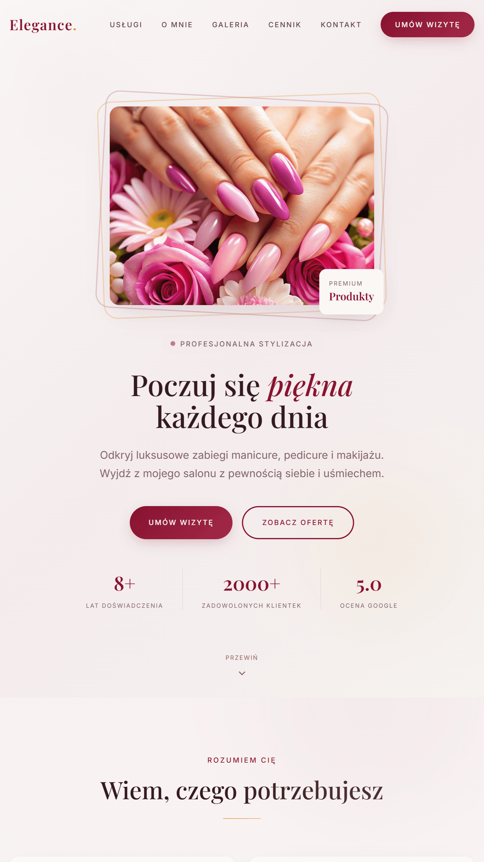 Mobile view of the website